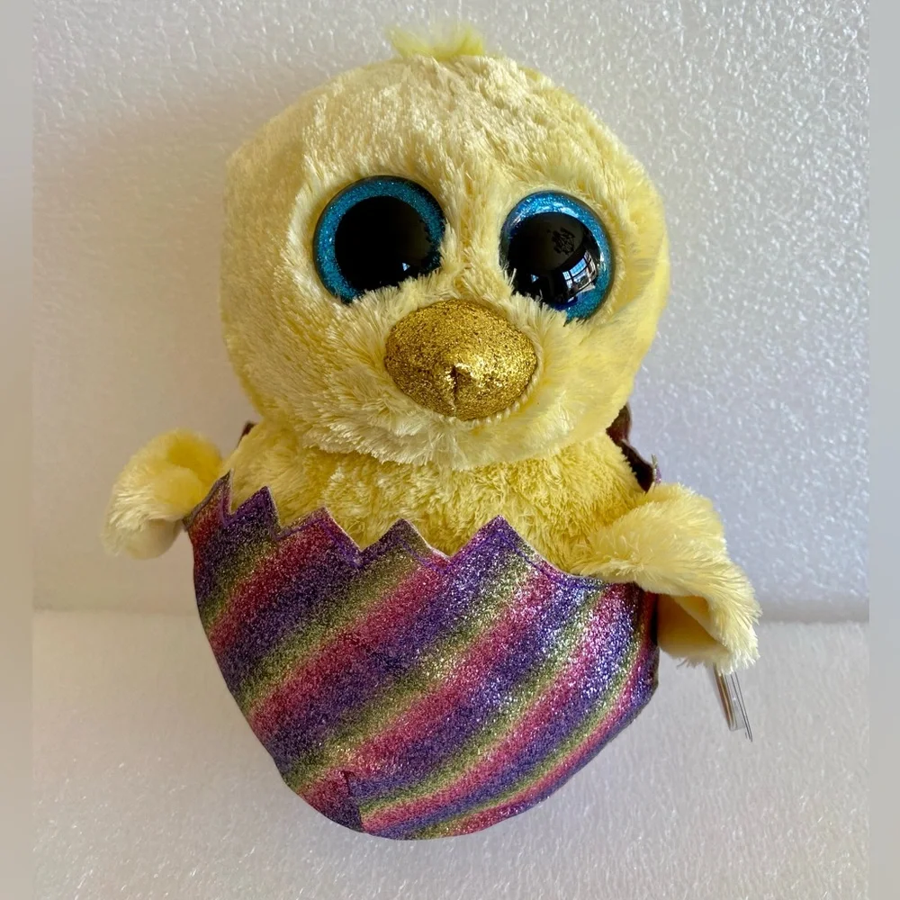 Ty Beanie Boos MEGG The Chick Plush Toy In Rainbow Glitter Eggshell 9 In w/Tag